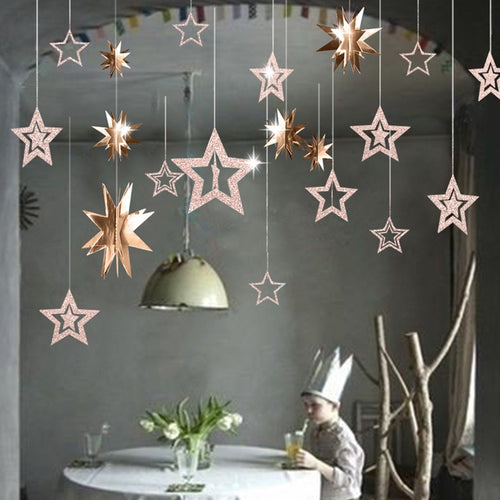 7pcs/lot Twinkle Star Paper Pendant Garland Ornaments